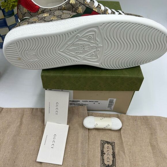 Men's Gucci, GG Supreme ace bee sneakers size 13 made in Italy - Picture 4 of 10